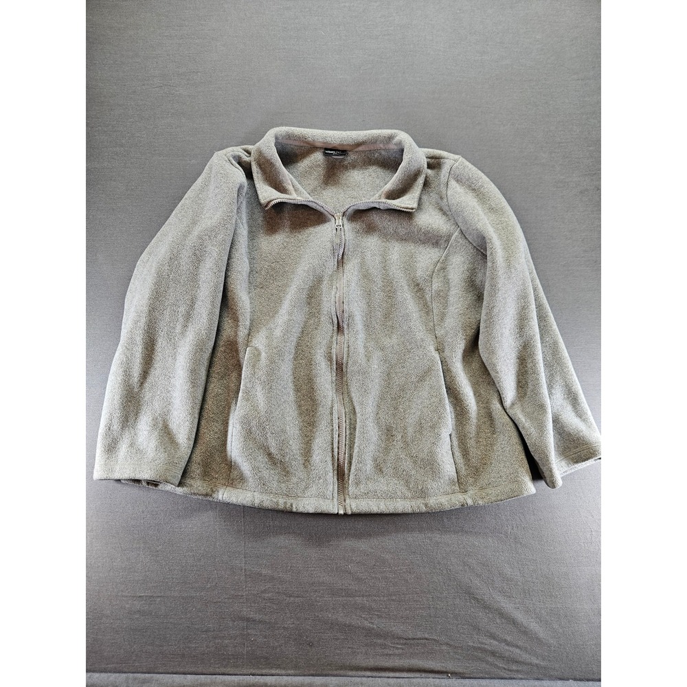 32 Degrees Heat Womens XL Gray Full Zip Fleece Jacket Mock Neck Lightweight